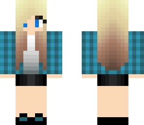 cyan blue plaid girl
