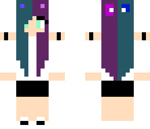 cyan and dark purple girl