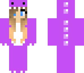 pretty purple dino girl with blue eyes and blond