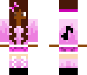 girl with pink outfit on back isa music note