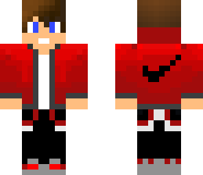 red teen with headphones
