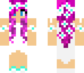pink haired blue flower wife