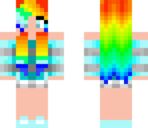 rainbow girl with blue stripped shirt