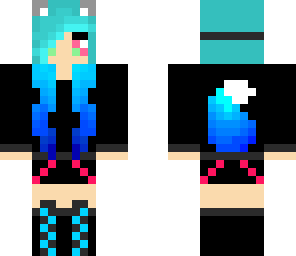 blue emo wolf girl