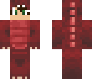 teen in a red dino suit