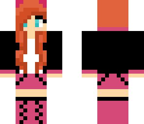 redhead girl with pink and black hoodie