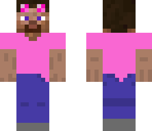 pink steve with goggles