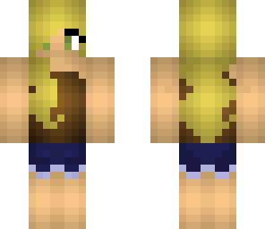 blonde hair brown shirt
