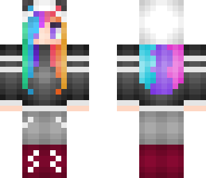 rainbow hair with panda hat