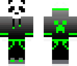 panda with green hoodie