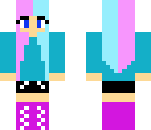 girl with blue and pink hair