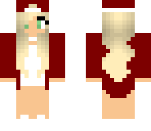 blonde tomboy but girlygirl in dark red