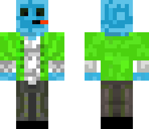 blue slime with green vest