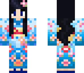 blue geisha kokeshi doll long hair edited