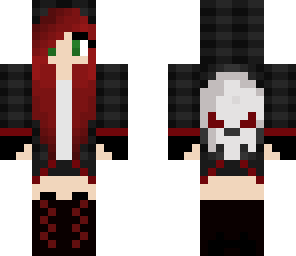 skull girl with red hair and green eyes