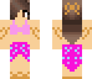 pink summer girl with brown hair and a bow