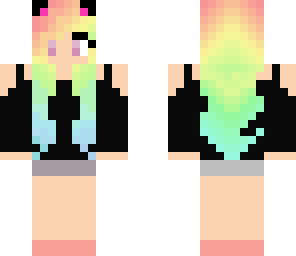 rainbow pastel cat girl
