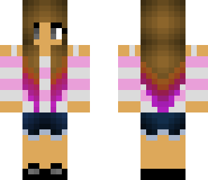 brunette ombre pink striped shirt