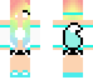 cute herobrine rainbow haired blue fox