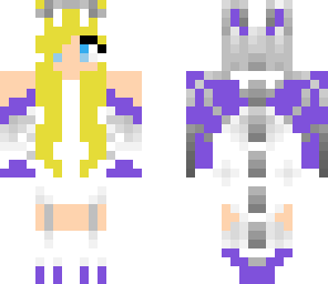 purple dragon girl with blue eyes and blonde hair