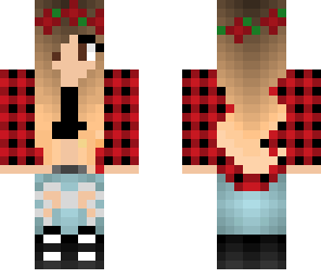 edited skin red plaid brunette girl