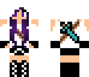 purple hair assassin with sword