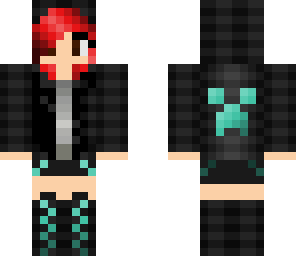 edited red head blue creeper girl