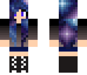 galaxy hair girl with a faded shirt