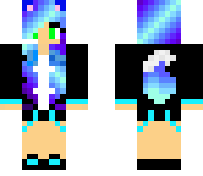 blue gamer wolf girl
