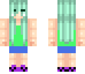 green haired detailed girl