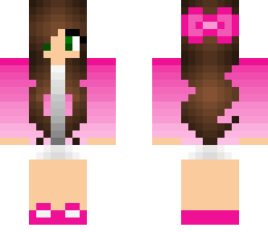 brown hair pink jacket