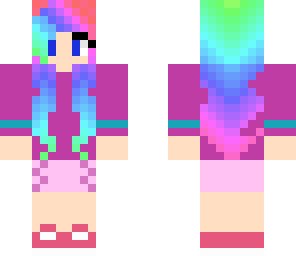 pink purple rainbow hair girl