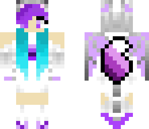 purple blue wolf dragon girl