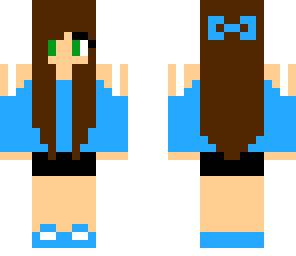 custom blue brunette with bow