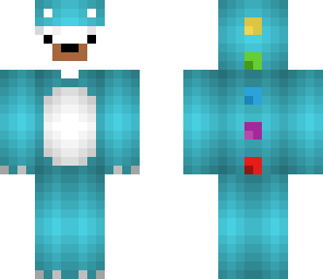 polar bear in a dino suit