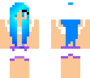 blue haired girl bikini