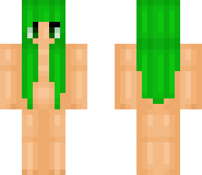 long lime green hair girl base