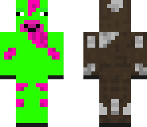 green and pink cow