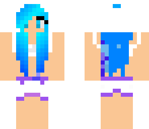 blue haired girl bikini