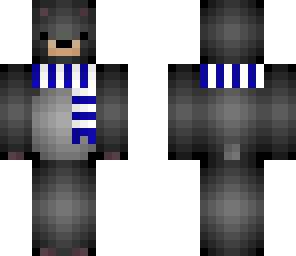 black bear with blue and white scarf