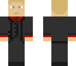 black and red suit