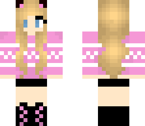 girl with pink cat ears