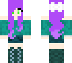 green and purple cute skin