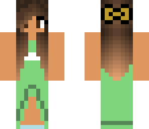 tan girl green dress