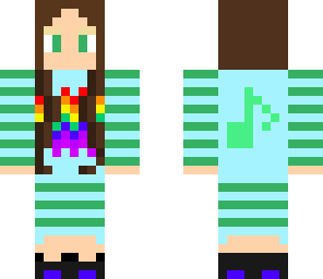 green and blue music girl