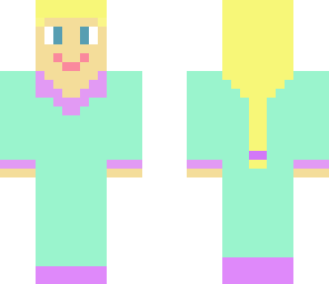 mint green and lavender braid or ponytail girl