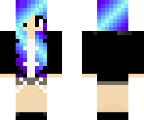 blue hair and black hood