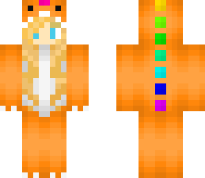 bright orange dino girl with blonde hair
