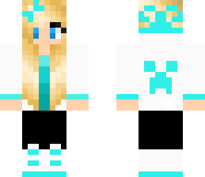 Minecraft Blue Creeper Girl Skin