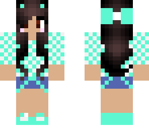 teal and white kitty with bow